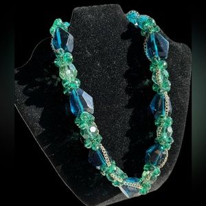 Emerald And Blue Coloured Jewel Necklace